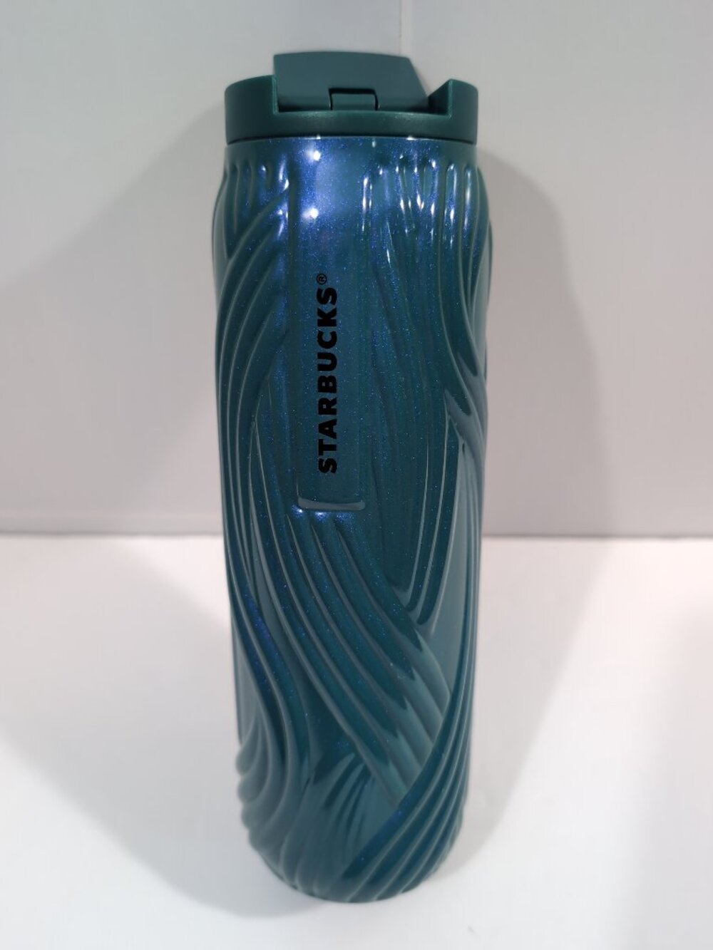 Starbucks 16oz Iridescent Teal Blue Wave Vacuum Insulated Tumbler Swirl